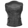 Xelement BX320 Black Motorcycle Vest for Womens - Ladies Real Genuine Leather Biker Gilet