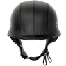 Outlaw Helmets T99 Black Leather German Style Motorcycle Half Helmet for Men & Women DOT Approved - Adult Unisex Skull Cap for Bike Scooter ATV UTV Chopper Skateboard