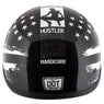 Outlaw Helmets HT1 Hustler Glossy Black & White US Flag Half Helmet DOT Approved Motorcycle Half Helmet for Men & Women - Adult Unisex Skull Cap for Bike ATV UTV Chopper Cruiser Skateboard