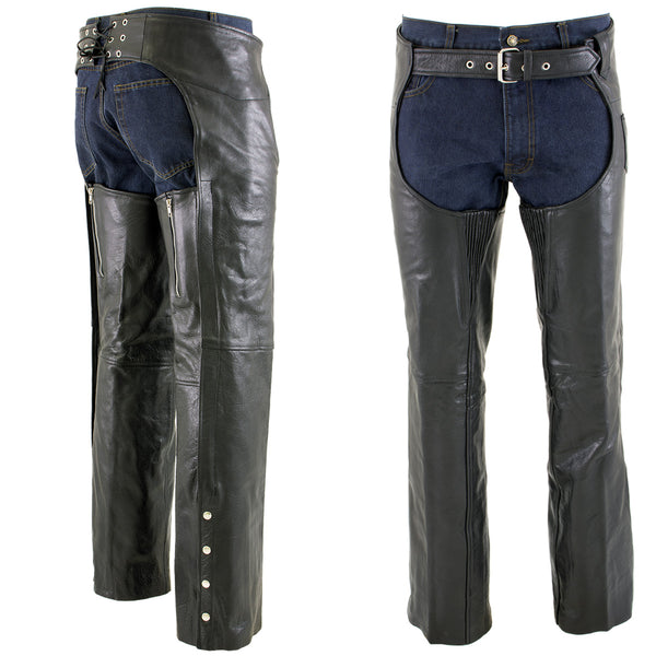 Xelement 7554 Men's Black Advanced Dual Comfort Leather Chaps