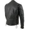 Xelement B7201 'Speedster' Men's Black Top Grade Leather Motorcycle Jacket with Zip-Out Lining