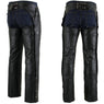 Xelement B7561 Men's Black Leather Chaps with Removable Insulating Liner