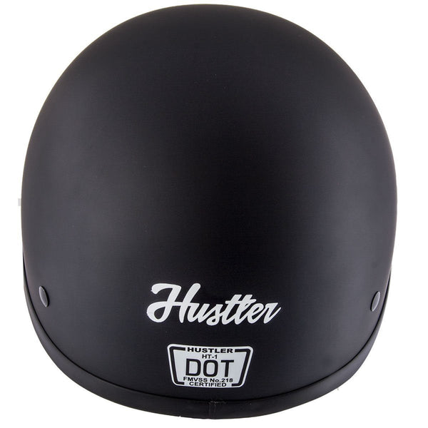 Outlaw Helmets HT1 Hustler Solid Matte Black Motorcycle Half Helmet for Men & Women DOT Approved - Adult Unisex Skull Cap for Bike Scooter ATV UTV Chopper Skateboard