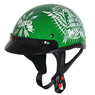 Outlaw Helmets T70 Glossy Green Motorcycle Half Helmet for Men & Women with Sun Visor DOT Approved - Adult Unisex Skull Cap for Bike Scooter ATV UTV Chopper Skateboard