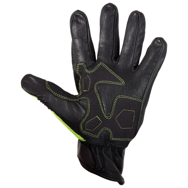 Xelement XG-7799 Men's Black and High Viz  Leather and Textile Racing Gloves