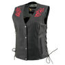 Xelement XS24006 Ladies ‘Gemma’ Black and Red Leather Vest with Side Lace Adjustment