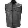 USA Leather 1205 Black Motorcycle Leather Vest with Gun Pockets for Men - 100% Genuine Light Weight Premium & Durable Thick Cowhide Biker Club Vest With 5 Snap Button Closure and Conceal Carry Pockets