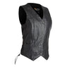 Xelement B360 Black Motorcycle Vest for Womens - Ladies Real Genuine Leather Biker Gilet