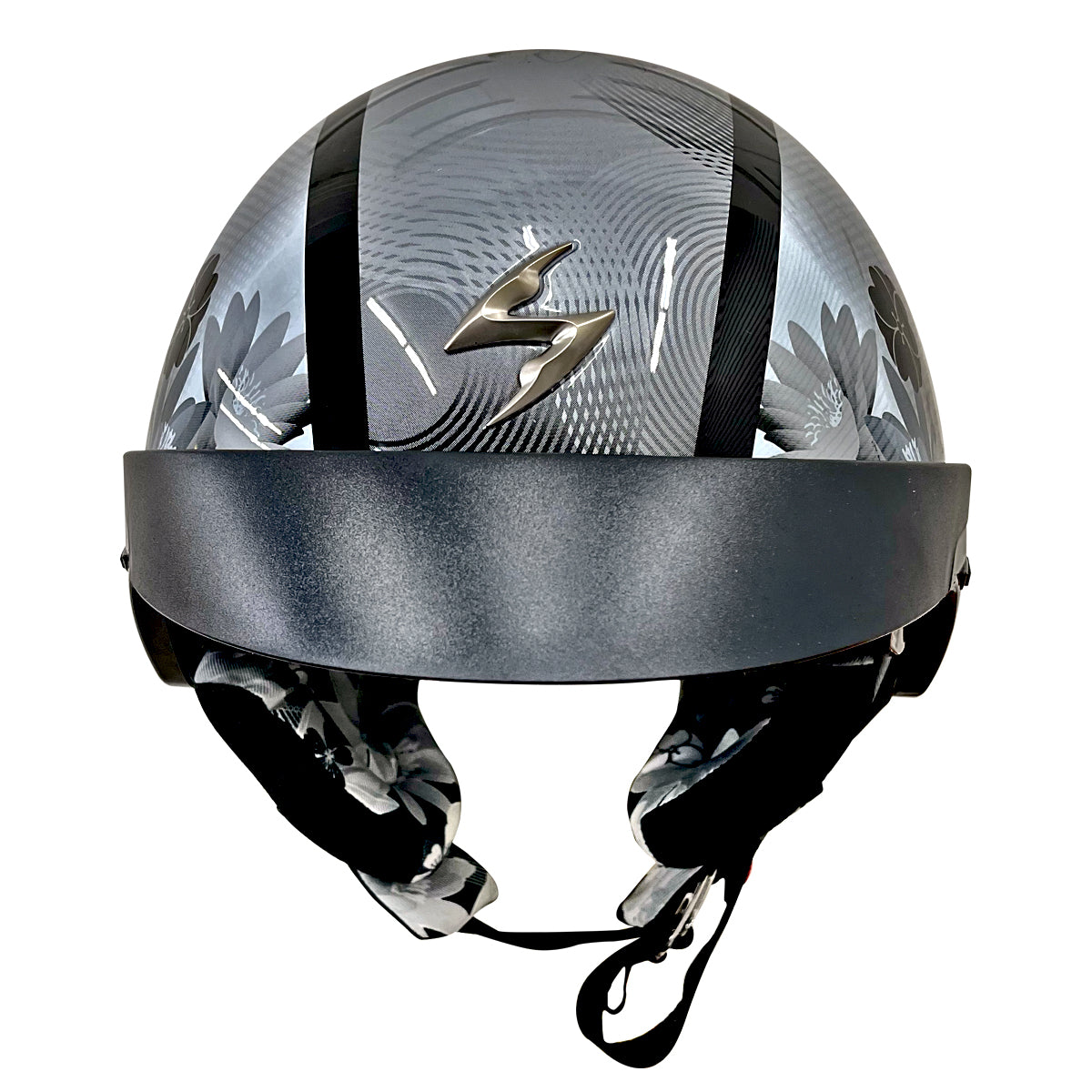 Outlaw Helmets T99 Silver Chrome German Style Motorcycle Half Helmet for Men & Women Dot Approved - Adult Unisex Skull Cap for Bike Scooter ATV UTV