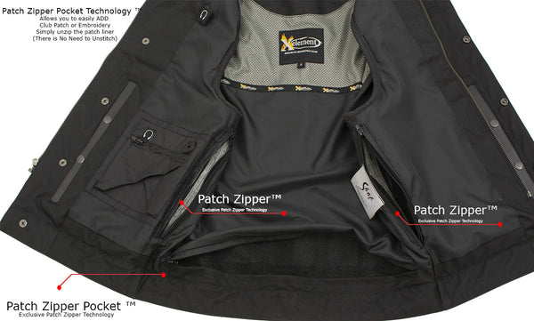 Xelement XS13001 Men's 'Barrage' Flat Black Club Leather Vest