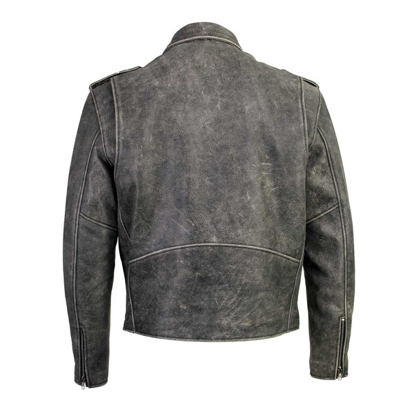 Xelement B7149 Men's 'Sliver' Distressed Gray Classic Motorcycle Leather Jacket