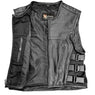 Xelement B95085 Black Leather Motorcycle Vest for Men - Advanced Triple Adjustable Sides Strap