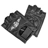 Xelement XG352 Black Flaming Eagle Fingerless Leather Motorcycle Gloves