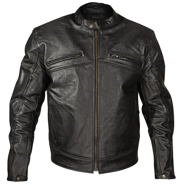 Xelement XSPR105 Men's 'The Racer' Black Armored Leather Racing Jacket