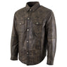 Xelement XS942 Men's 'Nickel' Distressed Brown Leather Shirt with Vintage Buffalo Buttons
