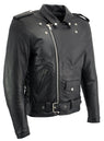Xelement B7103 Black Motorcycle Leather Jacket for Men with Side Adjustable Lace and - Premium Genuine Buffalo Biker Club Coat with Gun Pockets