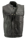 Xelement XS3450 Men's 'Paisley' Black Leather Motorcycle Vest with White Stitching