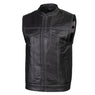 Xelement ‘Gold Series’ XS13004 Men's 'Dagger’ Black Leather MC Vest with Flannel Liner