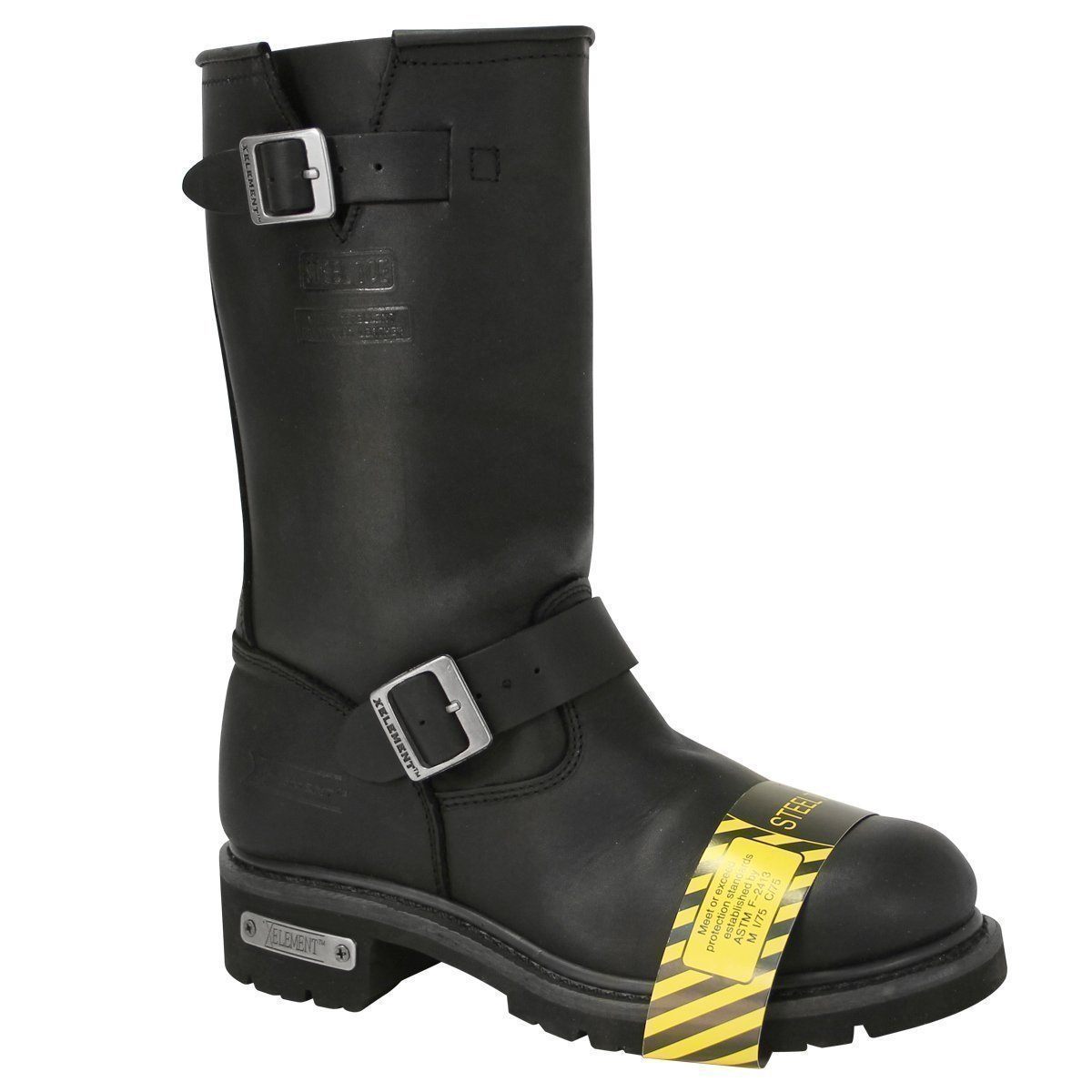 X Element Xelement 1445 Men's Black Steel Toe Motorcycle Engineer Boots