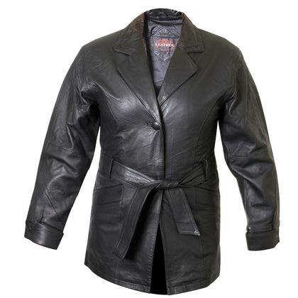 Ladies Lucky Leather 199 Soft Touch Supple Lambskin Leather Coat with 2 Button Closure and Belt