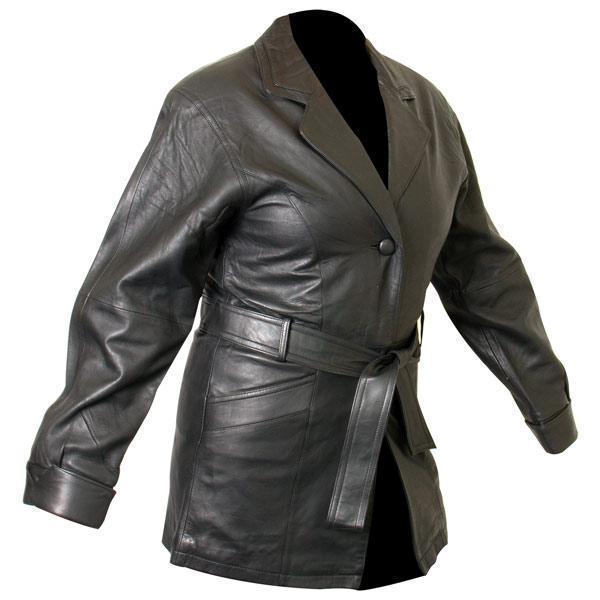 Ladies Lucky Leather 199 Soft Touch Supple Lambskin Leather Coat with 2 Button Closure and Belt