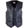Xelement 202 USA Flag Motorcycle Leather Vest For Men - US Flag Design - Premium Genuine Biker Club Gilet