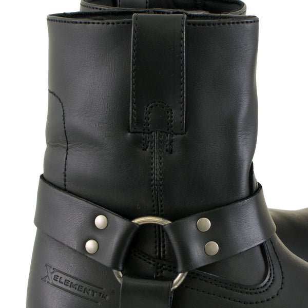 Xelement 2502 'Shorty' Women's Black Zipper Harness Motorcycle Leather Boots