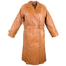 Mens Lucky Leather 326 Soft Touch Lambskin Brown Cognac Leather Trench Long Coat