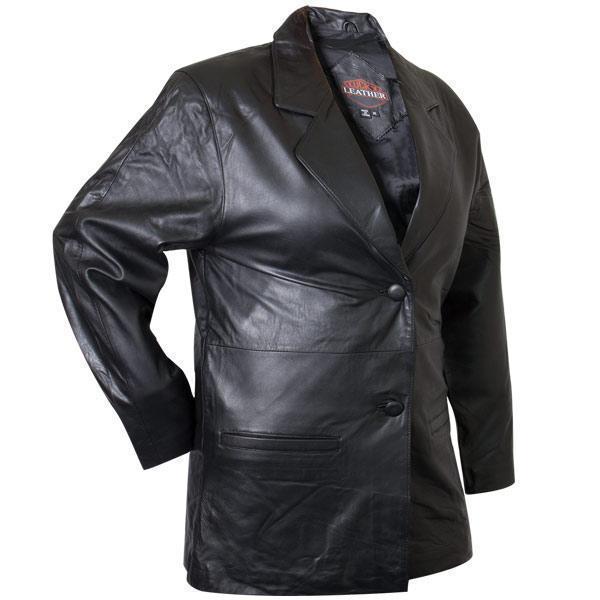 Ladies Lucky Leather 418 Lambskin Leather Blazer with Double Button Closure