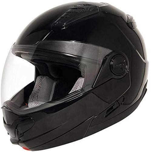 HAWK Helmets ST 1198 Glossy Black Modular Motorcycle Full Face Helmet for Men & Women with Dual Flip Up Sun Visor DOT Approved for Bike Scooter ATV UTV Chopper Skateboard