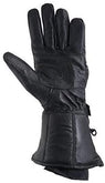 Xelement XG1227 Black Gauntlet Leather Motorcycle Gloves with Rain Cover and Long Cuff