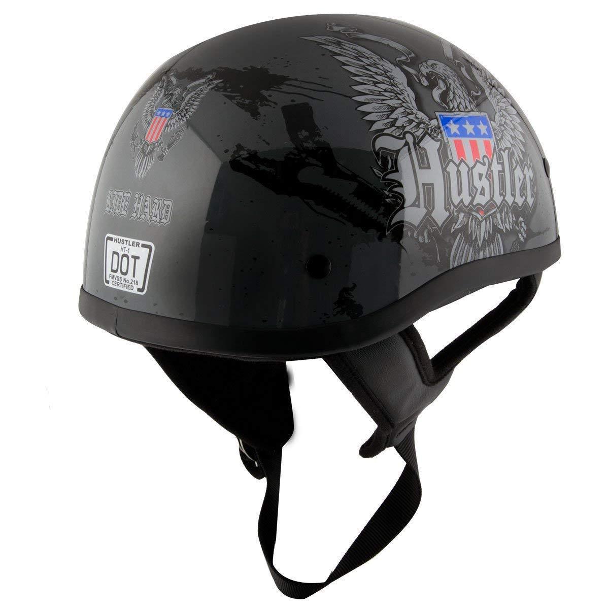 Outlaw Helmets HT1 Hustler Glossy Gray Ride Hard Half Helmet