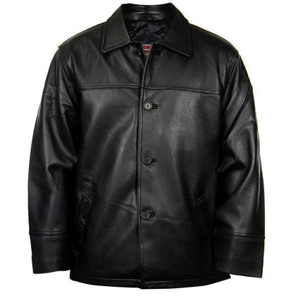Lucky Leather 747C Men's Black Cowhide Leather Car Coat