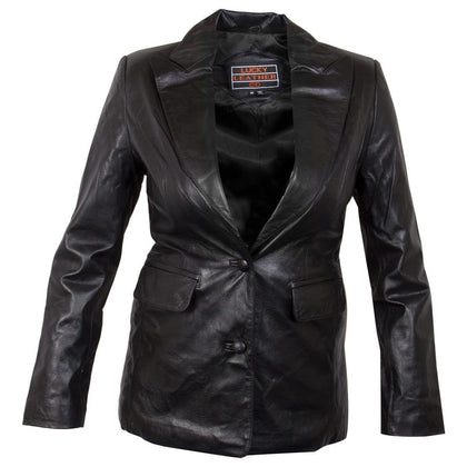Ladies Lucky Leather 7755 Cowhide Leather Coat with 2 Button Closure