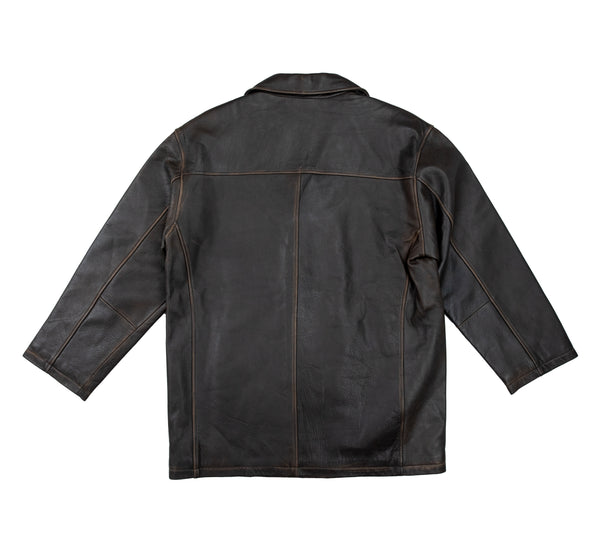 Lucky Leather 800 Brown Distressed Mens Double Breasted