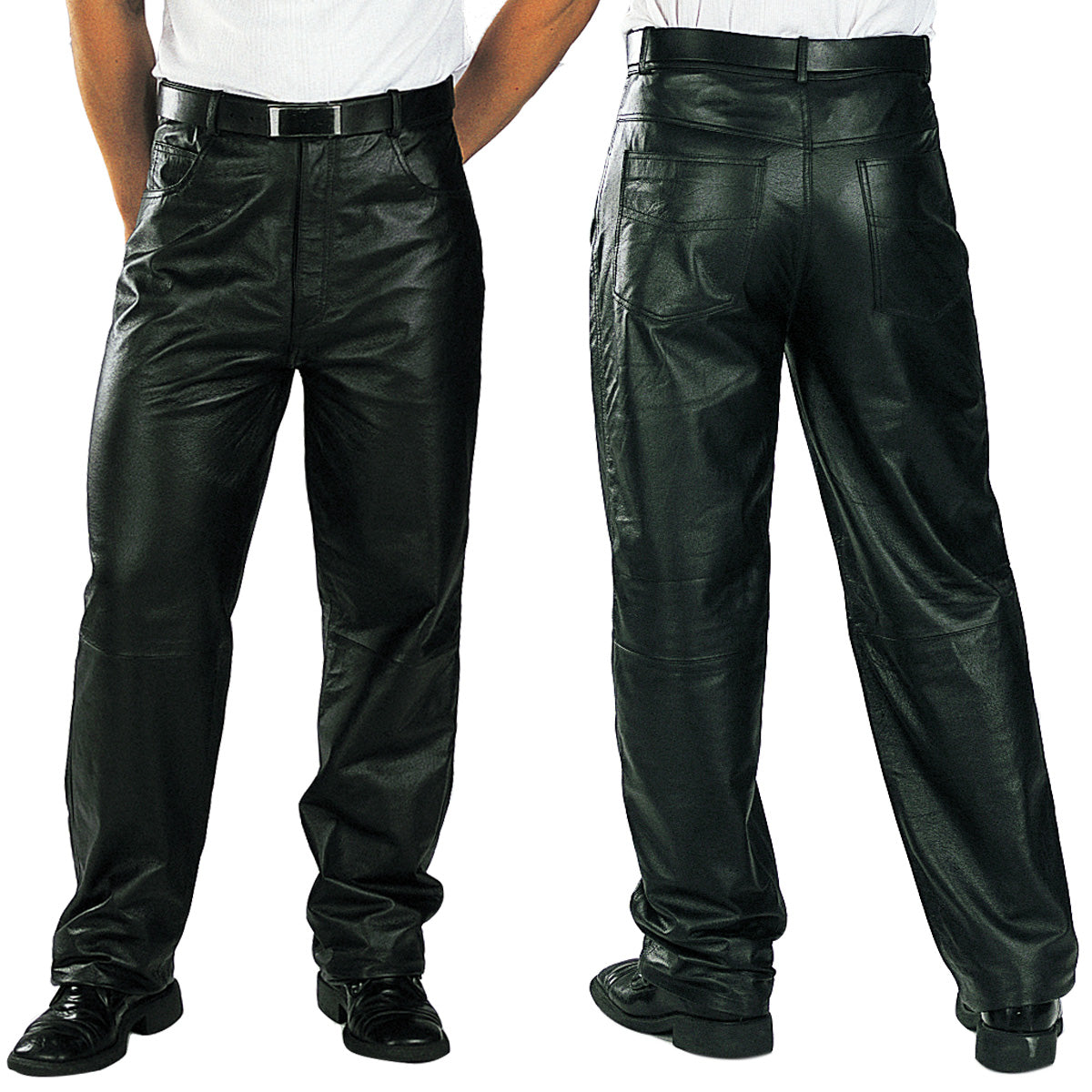 Black baggy leather pants Outlet