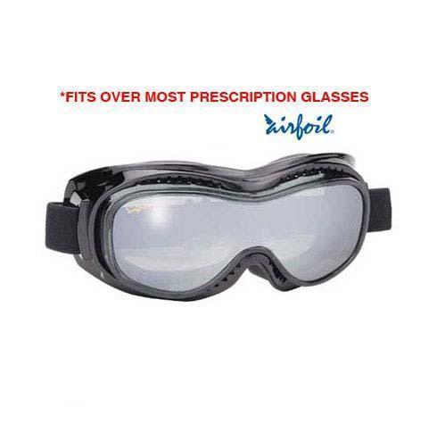 Airfoil Black Goggles With Anti Fog Smoke Silver Mirror Polycarbonate Lens With UV 400 Protection