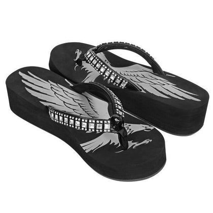 Xelement LU8589 Women's Black Emerald Eagle Sandals