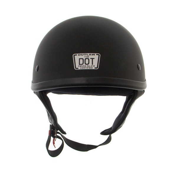 Outlaw Helmets T68 SP Matte Black Motorcycle Half Helmet for Men & Women DOT Approved - Adult Unisex Skull Cap for Bike Scooter ATV UTV Chopper Skateboard