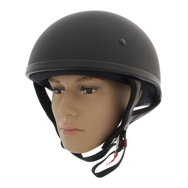 Outlaw Helmets T68 SP Matte Black Motorcycle Half Helmet for Men & Women DOT Approved - Adult Unisex Skull Cap for Bike Scooter ATV UTV Chopper Skateboard