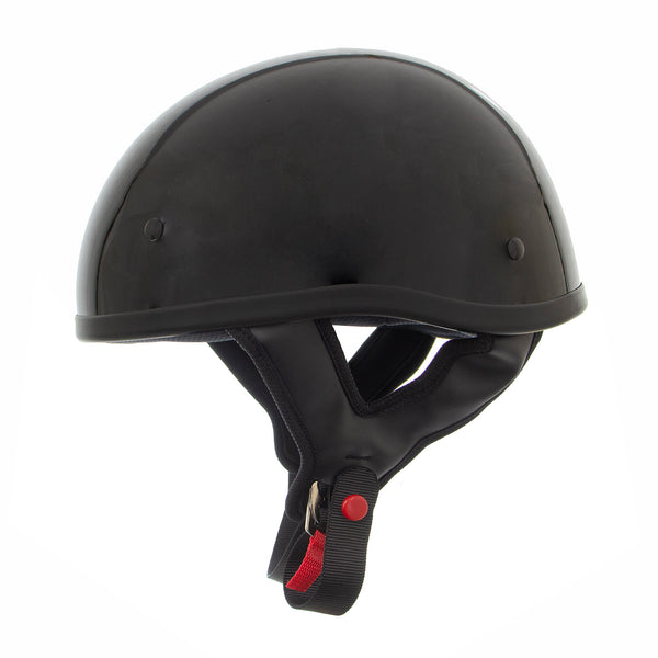 Outlaw Helmets T68 SP Glossy Black Motorcycle Half Helmet for Men & Women DOT Approved - Adult Unisex Skull Cap for Bike Scooter ATV UTV Chopper Skateboard