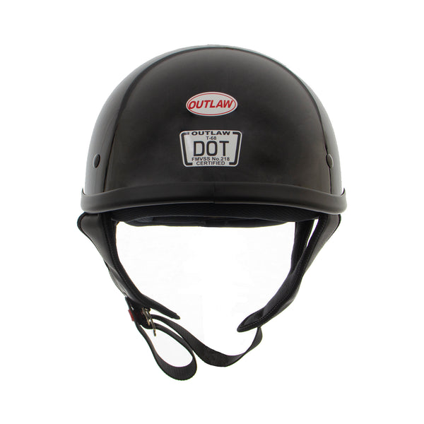 Outlaw Helmets T68 Glossy Black Motorcycle Helmet for Men & Women DOT Approved - Adult Unisex Skull Cap for Bike Scooter ATV UTV Chopper Skateboard