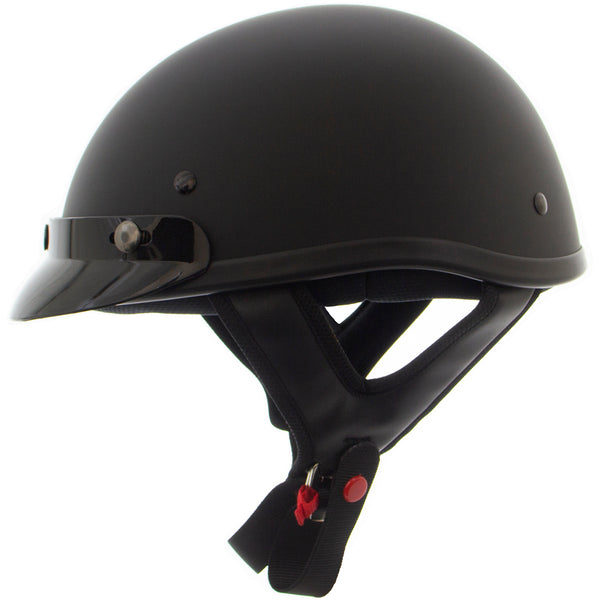 Outlaw Helmets T70 Matte Black Motorcycle Half Helmet for Men & Women with Sun Visor DOT Approved - Adult Unisex Skull Cap for Bike Scooter ATV UTV Chopper Skateboard