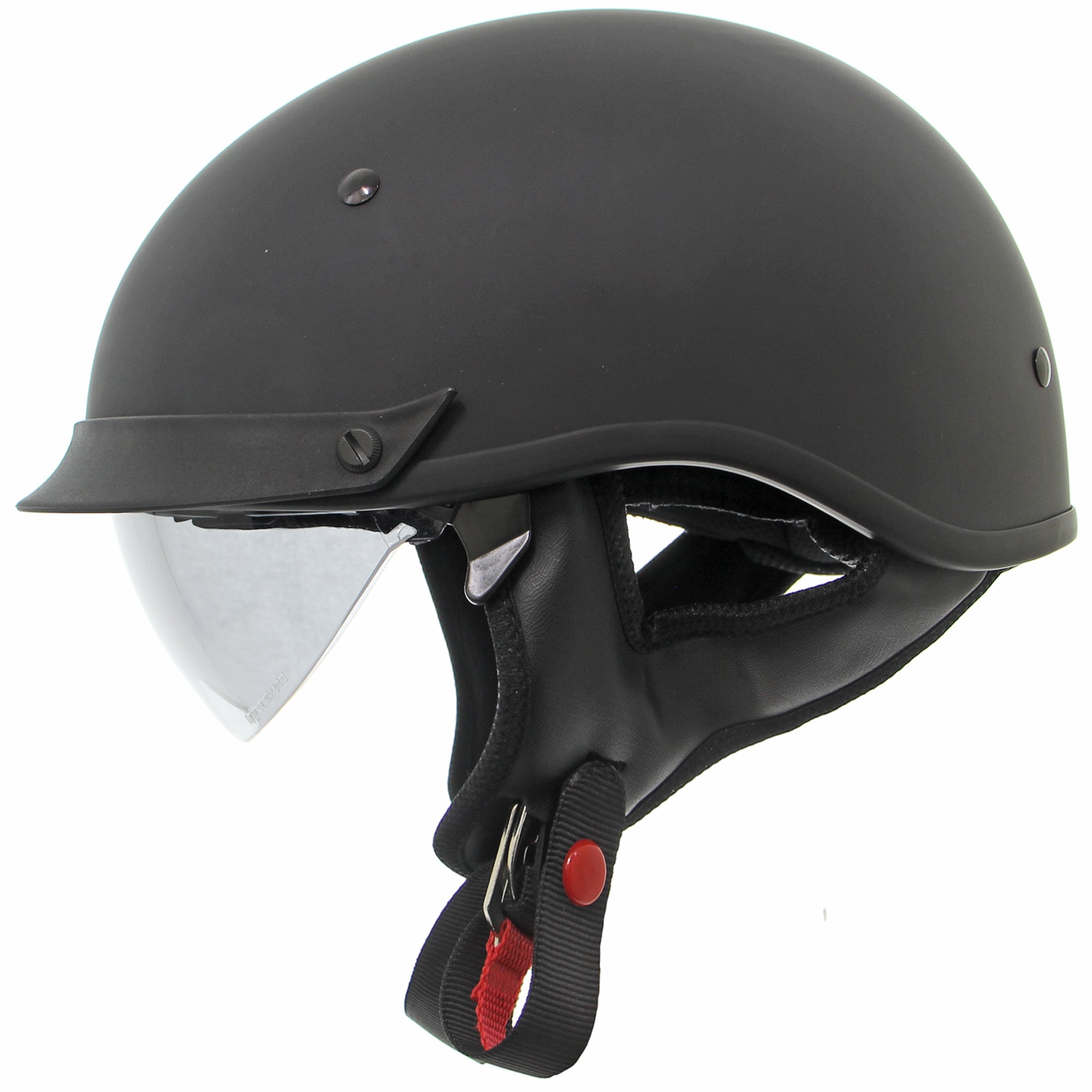 Stryker DOT-Approved Half Helmet – Black Gloss Skull Cap Motorcycle Helmet, Lightweight Polycarbonate