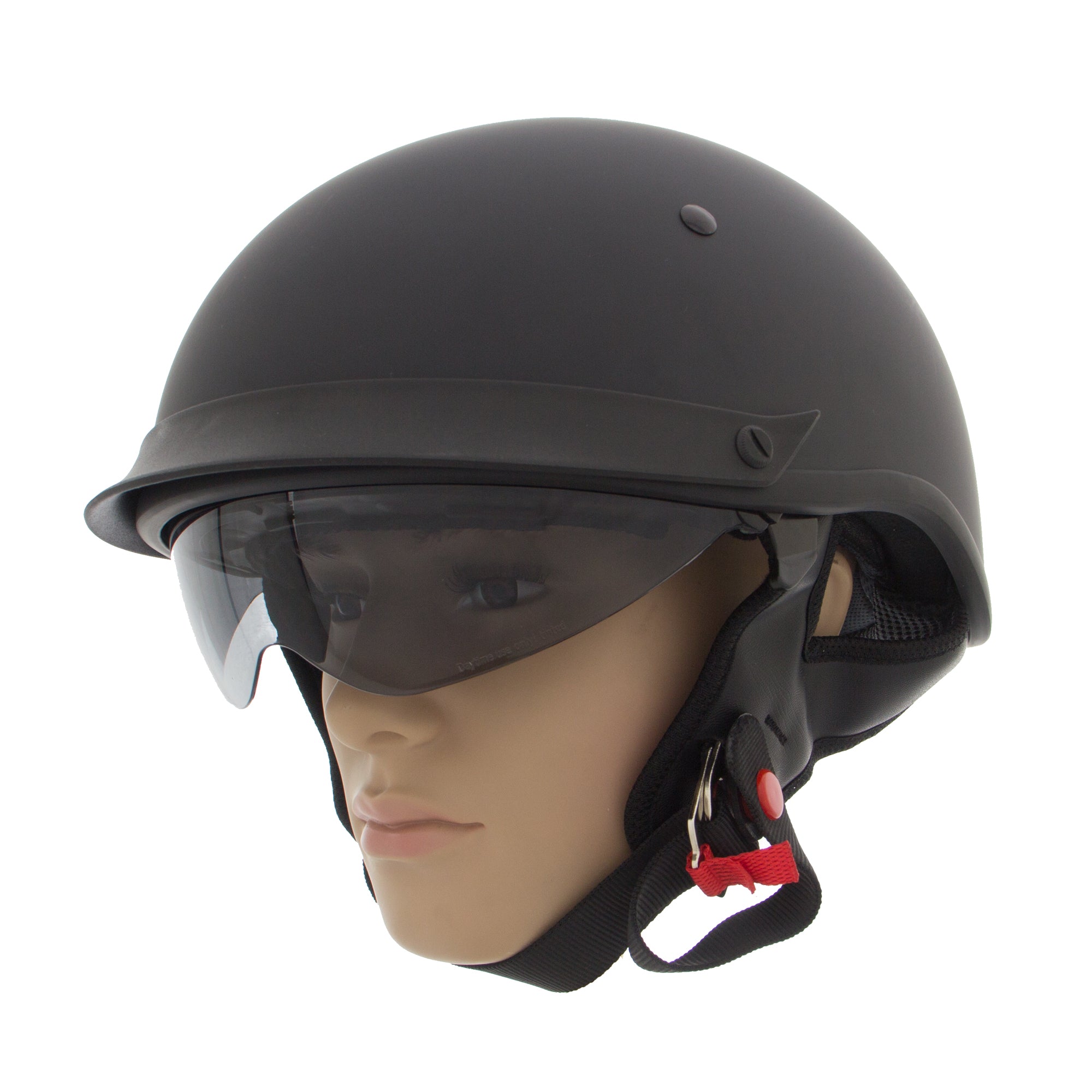 Outlaw Helmets T72 Matte Black Motorcycle Half Helmet for Men