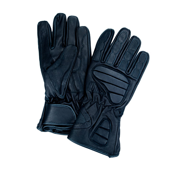 XElement XS451 Men’s Black Premium Textile & Leather Combo Armored Gauntlet Gloves