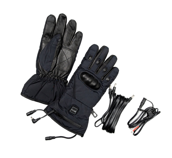 Xelement XS5001 Men’s Black Heated Textile & Leather Combo Gauntlet Gloves with I-Touch Fingers (Battery Pack NOT Included)