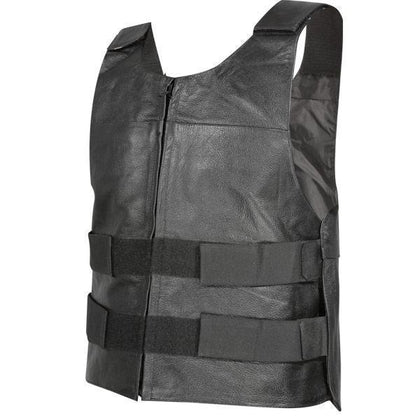 Xelement B263 Men's Black Bulletproof Style Tactical Street Cowhide Leather Vest