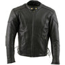 Xelement B7201 'Speedster' Men's Black Top Grade Leather Motorcycle Jacket with Zip-Out Lining