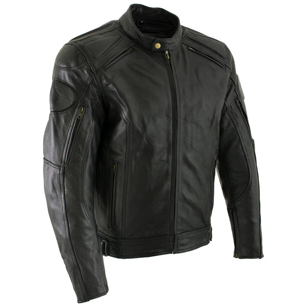 Xelement B7366 Executioner Men s Black Leather Racer Jacket with X Armor Protection